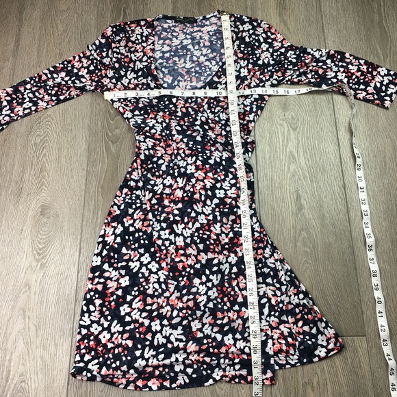 Banana Republic Wrap Midi Dress 3/4 Sleeve All Over Print Floral Multicolor XS - Picture 5 of 5